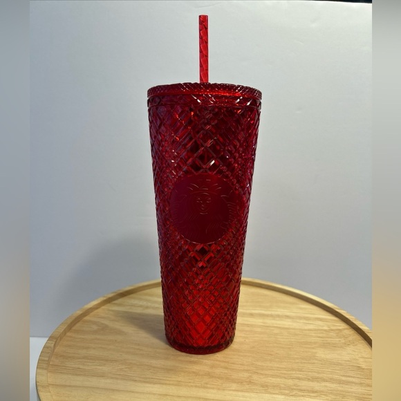 Starbucks Red Jeweled Holiday Tumbler Cold Cup Venti 24oz Christmas Winter 2021 - Picture 1 of 8